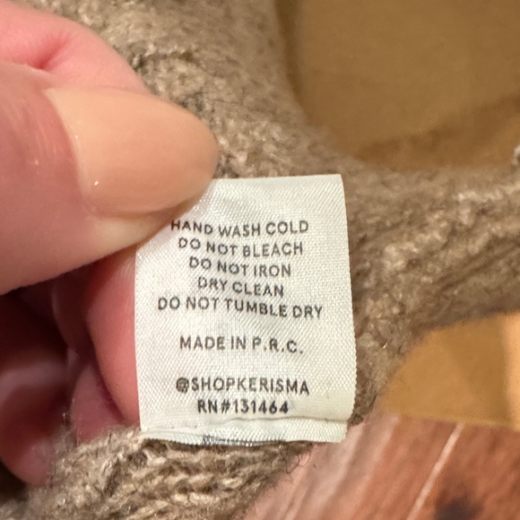 Kerisma Cable Knit Button-Up Sweater Light Brown Tan Eco-Yarn Series S/M - Picture 10 of 10